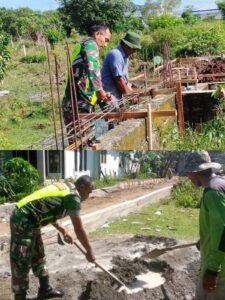 Babinsa Koramil 03/Kaway XVI Gotong Royong Bangun Rumah Bersama Warga Aceh Barat