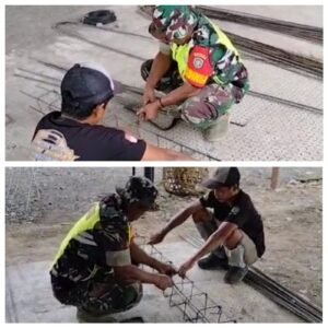 Dari Ikatan Besi hingga Percakapan dengan Warga, Kehadiran Babinsa Terlihat di Lokasi Pembangunan